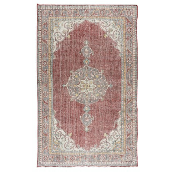 Hand Knotted Vintage Turkish Wool Area Rug with Medallion Design