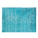 Vintage Turkish Rug Over-Dyed in Teal with Art Deco Chinese Design, Great 4 Contemporary Interiors