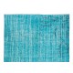 Vintage Turkish Rug Over-Dyed in Teal with Art Deco Chinese Design, Great 4 Contemporary Interiors