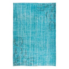 Vintage Turkish Rug Over-Dyed in Teal with Art Deco Chinese Design, Great 4 Contemporary Interiors
