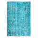 Vintage Turkish Rug Over-Dyed in Teal with Art Deco Chinese Design, Great 4 Contemporary Interiors