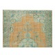 Decorative Hand Knotted Vintage Turkish Wool Area Rug with Medallion Design