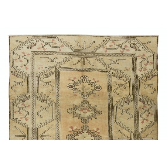 Hand Knotted Vintage Turkish Milas Rug, 100% Wool