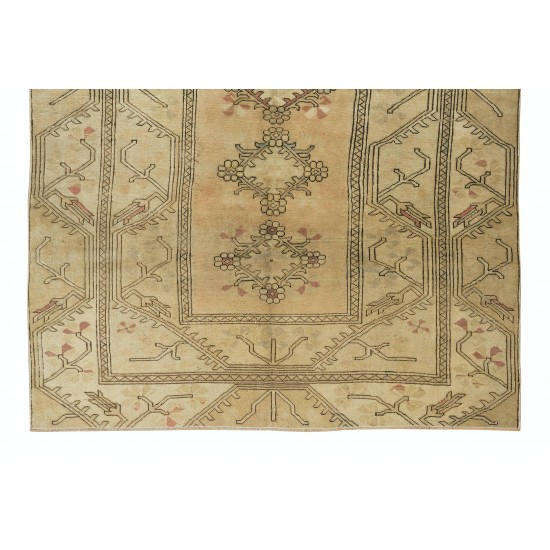 Hand Knotted Vintage Turkish Milas Rug, 100% Wool