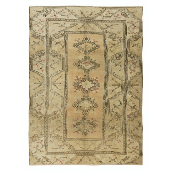 Hand Knotted Vintage Turkish Milas Rug, 100% Wool