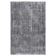 Vintage Rug Over-Dyed in Gray with Medallion Design, Handmade in Turkey
