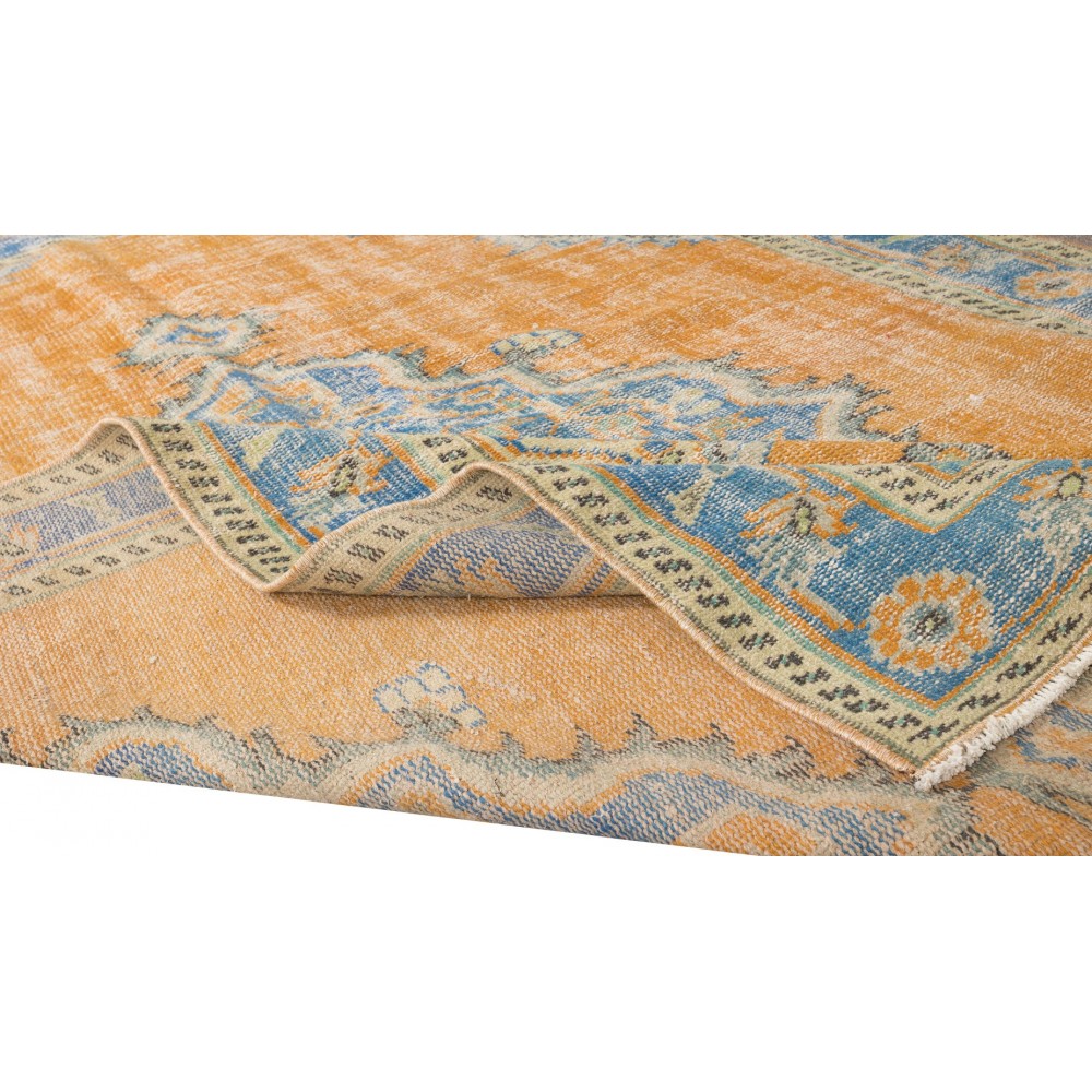 Hand-Made Turkish Wool Rug, Mid-Century Medallion Design Traditional Carpet