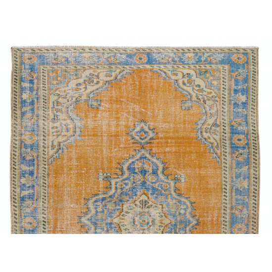 Hand-Made Turkish Wool Rug, Mid-Century Medallion Design Traditional Carpet