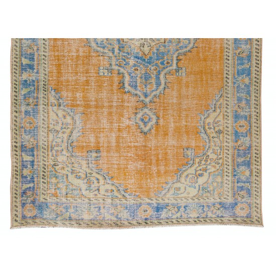 Hand-Made Turkish Wool Rug, Mid-Century Medallion Design Traditional Carpet