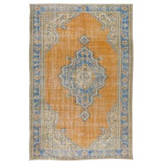 Hand-Made Turkish Wool Rug, Mid-Century Medallion Design Traditional Carpet