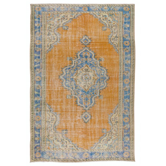 Hand-Made Turkish Wool Rug, Mid-Century Medallion Design Traditional Carpet