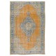 Hand-Made Turkish Wool Rug, Mid-Century Medallion Design Traditional Carpet