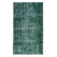 Green Over-Dyed Floor Rug, Hand Knotted Turkish Vintage Wool Carpet for Modern Interiors