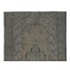 Vintage Rug Over-Dyed in Gray with Medallion Design, Handmade in Turkey