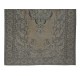 Vintage Rug Over-Dyed in Gray with Medallion Design, Handmade in Turkey