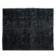 Vintage Handmade Turkish Wool Rug Over-Dyed in Black for Modern Interiors