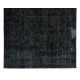 Vintage Handmade Turkish Wool Rug Over-Dyed in Black for Modern Interiors