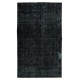 Vintage Handmade Turkish Wool Rug Over-Dyed in Black for Modern Interiors