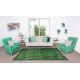 Green Over-Dyed Floor Rug, Hand Knotted Turkish Vintage Wool Carpet for Modern Interiors