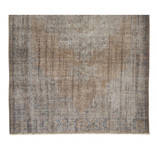 Gray Over-Dyed Rug for Modern Interiors, Vintage Hand-Knotted Turkish Floor Covering