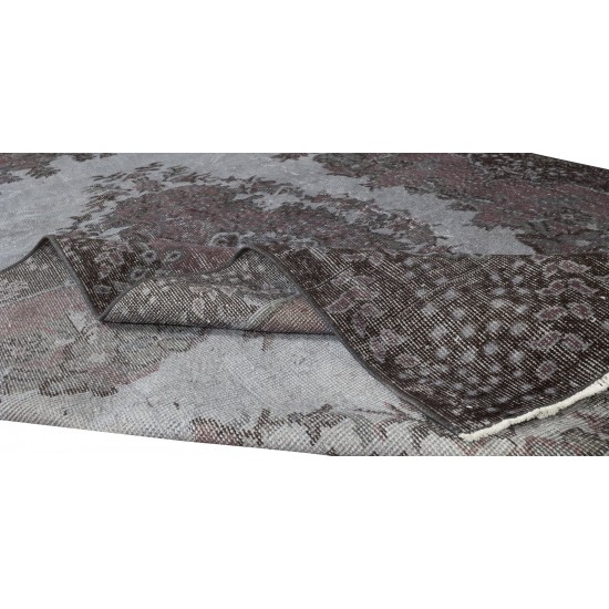 Gray Over-Dyed Rug for Modern Interiors, Vintage Hand-Knotted Turkish Floor Covering Gray Over-Dyed Rug for Modern Interiors, Vintage Hand-Knotted Turkish Floor Covering