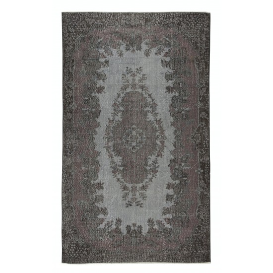 Gray Over-Dyed Rug for Modern Interiors, Vintage Hand-Knotted Turkish Floor Covering Gray Over-Dyed Rug for Modern Interiors, Vintage Hand-Knotted Turkish Floor Covering