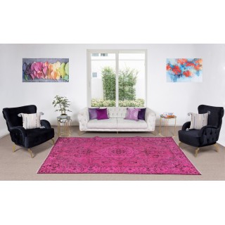 Handmade Turkish Area Rug in Pink Color for Contemporary Interiors Handmade Turkish Area Rug in Pink Color for Contemporary Interiors