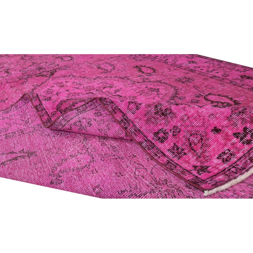Handmade Turkish Area Rug in Pink Color for Contemporary Interiors
