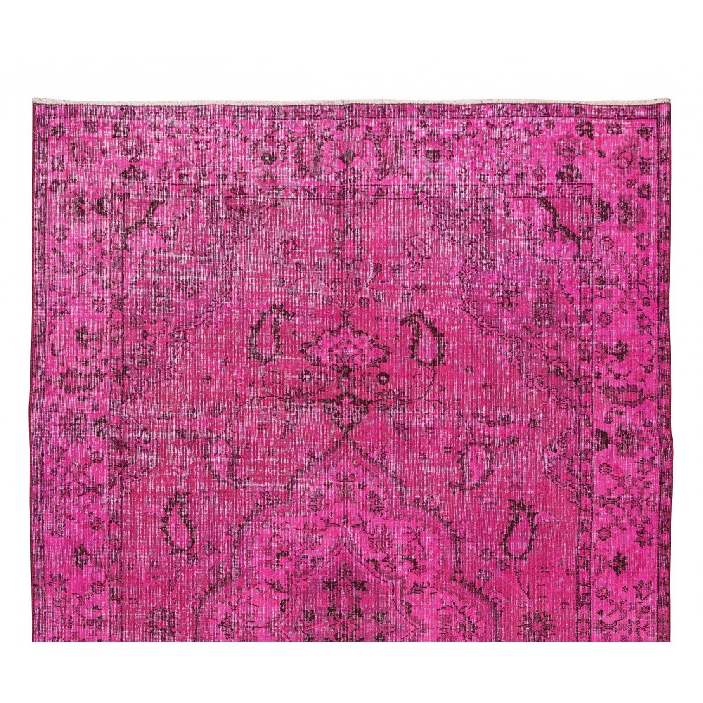 Handmade Turkish Area Rug in Pink Color for Contemporary Interiors