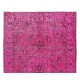 Handmade Turkish Vintage Area Rug Over-Dyed in Pink Color for Contemporary Interiors Handmade Turkish Vintage Area Rug Over-Dyed in Pink Color for Contemporary Interiors