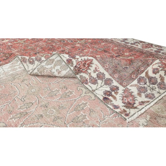 Floral Pattern Floor Covering, Vintage Handmade Turkish Wool Area Rug