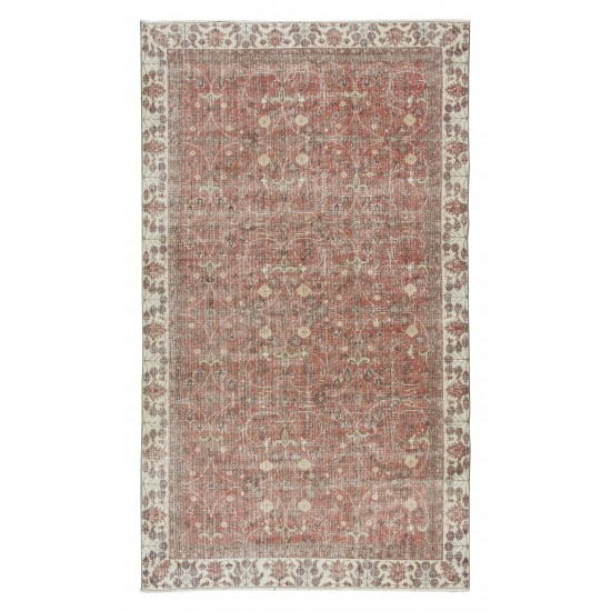 Floral Pattern Floor Covering, Vintage Handmade Turkish Wool Area Rug
