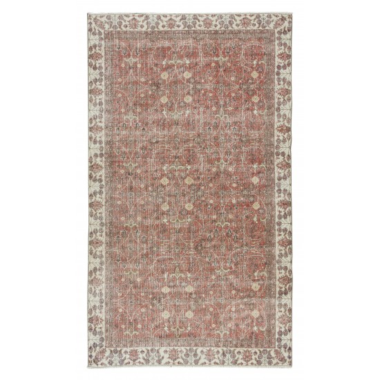 Floral Pattern Floor Covering, Vintage Handmade Turkish Wool Area Rug Floral Pattern Floor Covering, Vintage Handmade Turkish Wool Area Rug