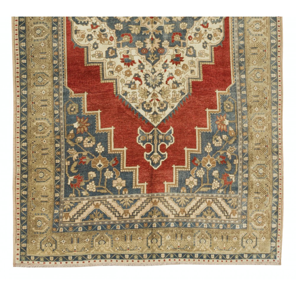 Vintage Turkish Tribal Rug, Handmade Wool Geometric Medallion Design Carpet