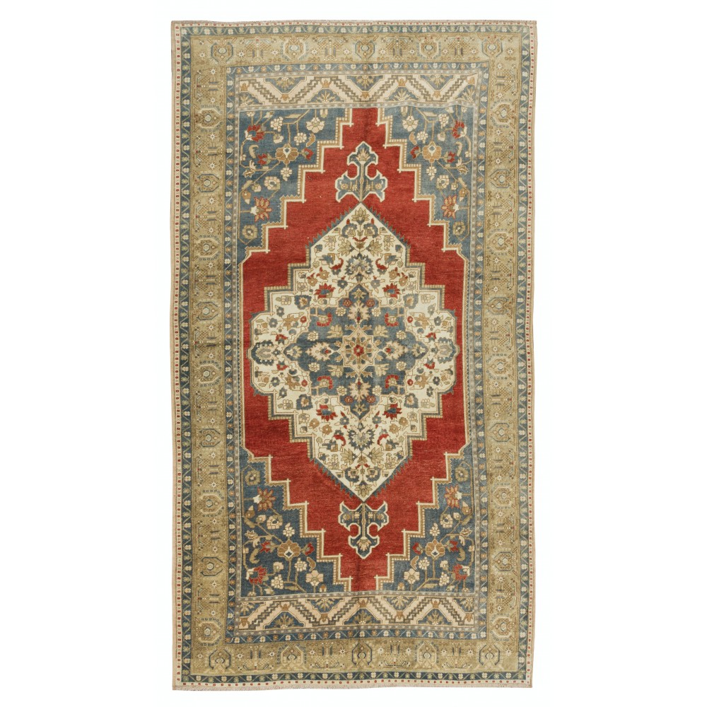 Vintage Turkish Tribal Rug, Handmade Wool Geometric Medallion Design Carpet