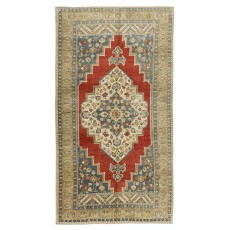Vintage Turkish Tribal Rug, Handmade Wool Geometric Medallion Design Carpet