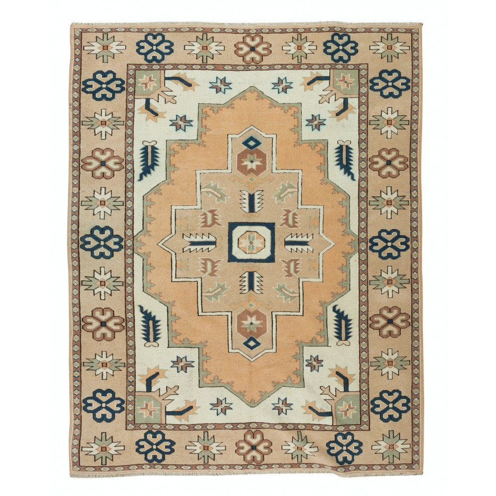 Modern Hand knotted Turkish Rug, Handmade Geometric Design Carpet, 100% Wool