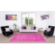 Handmade Turkish Vintage Area Rug Over-Dyed in Pink Color for Contemporary Interiors