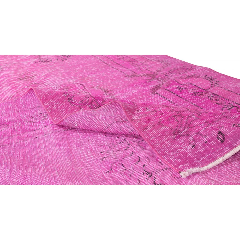 Handmade Turkish Area Rug in Pink Color for Contemporary Interiors