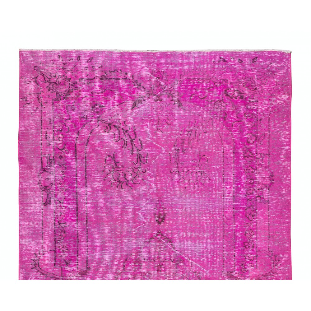 Handmade Turkish Area Rug in Pink Color for Contemporary Interiors