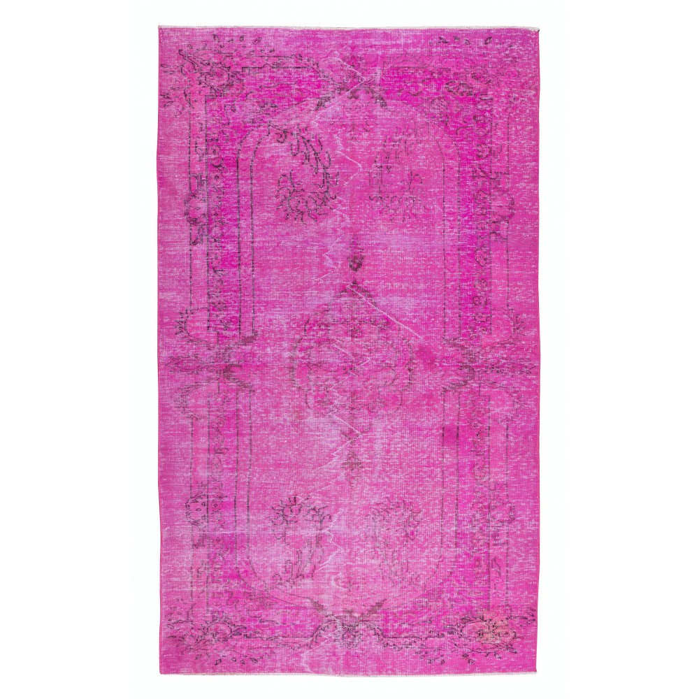 Handmade Turkish Area Rug in Pink Color for Contemporary Interiors