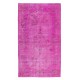 Handmade Turkish Vintage Area Rug Over-Dyed in Pink Color for Contemporary Interiors