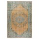 Handmade Vintage Turkish Wool Area Rug with Medallion Design