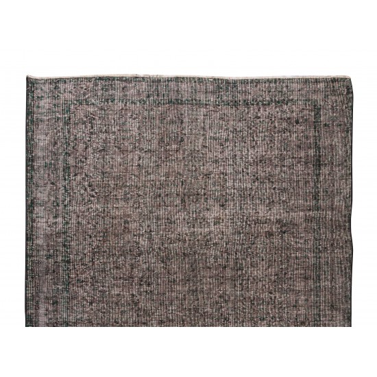 Gray Over-Dyed Rug for Modern Interiors, Vintage Hand-Knotted Turkish Floor Covering Gray Over-Dyed Rug for Modern Interiors, Vintage Hand-Knotted Turkish Floor Covering
