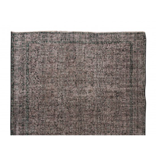 Gray Over-Dyed Rug for Modern Interiors, Vintage Hand-Knotted Turkish Floor Covering