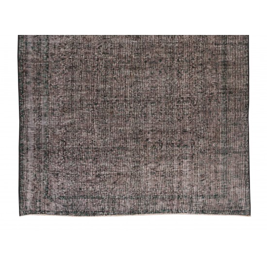 Gray Over-Dyed Rug for Modern Interiors, Vintage Hand-Knotted Turkish Floor Covering