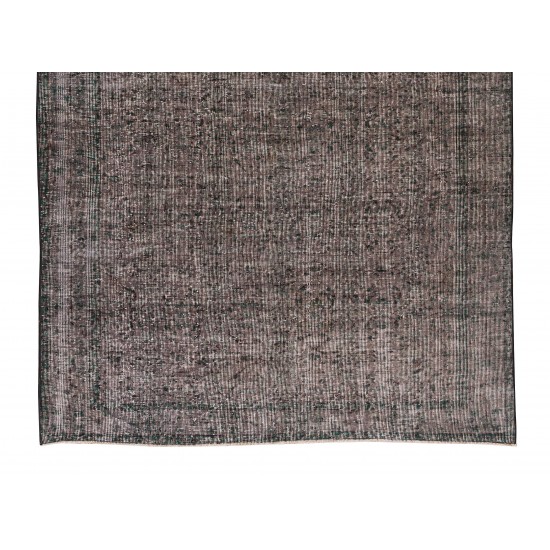 Gray Over-Dyed Rug for Modern Interiors, Vintage Hand-Knotted Turkish Floor Covering Gray Over-Dyed Rug for Modern Interiors, Vintage Hand-Knotted Turkish Floor Covering