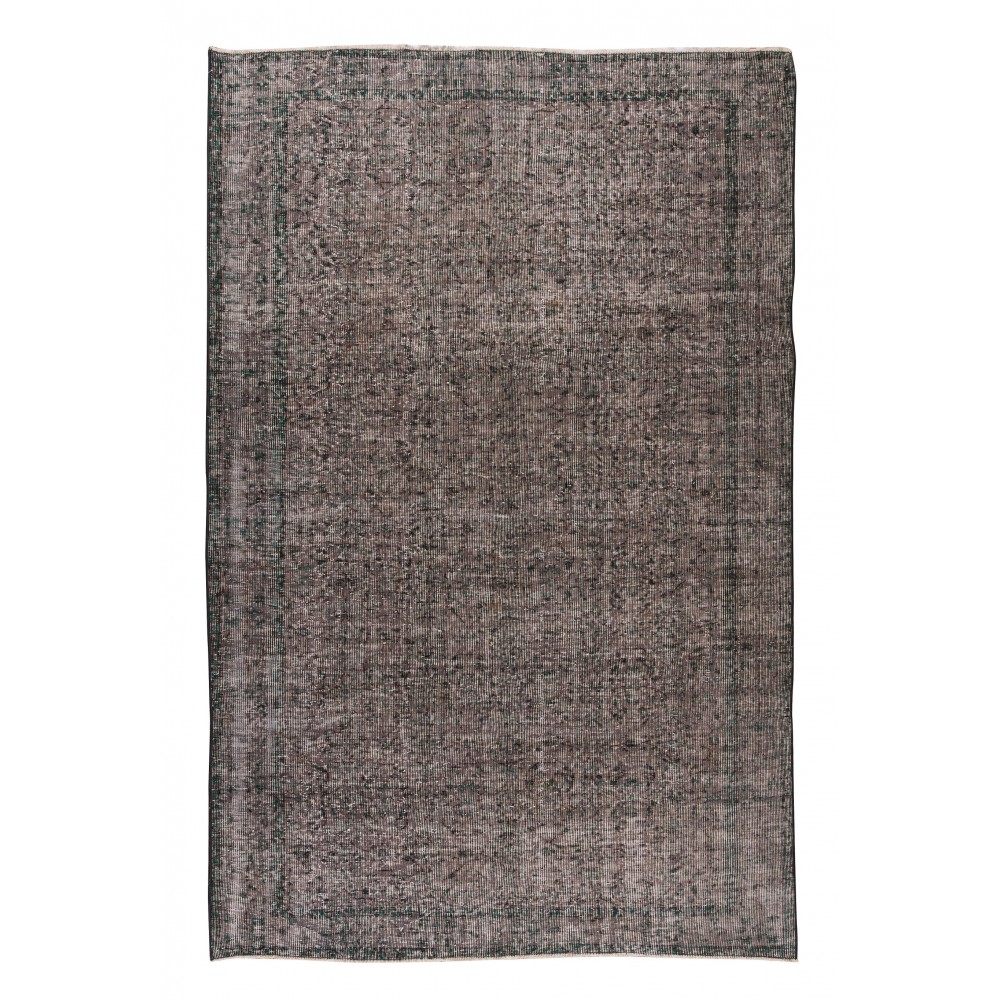 Gray Over-Dyed Rug for Modern Interiors, Vintage Hand-Knotted Turkish Floor Covering