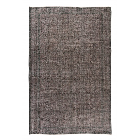 Gray Over-Dyed Rug for Modern Interiors, Vintage Hand-Knotted Turkish Floor Covering Gray Over-Dyed Rug for Modern Interiors, Vintage Hand-Knotted Turkish Floor Covering