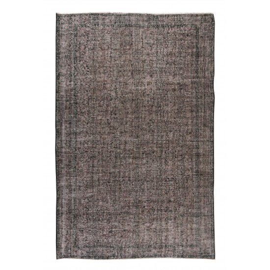 Gray Over-Dyed Rug for Modern Interiors, Vintage Hand-Knotted Turkish Floor Covering